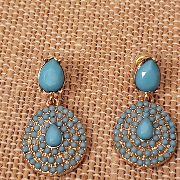 Gold plated Earrings with Small enhanced turquoise - Picture 4 of 4